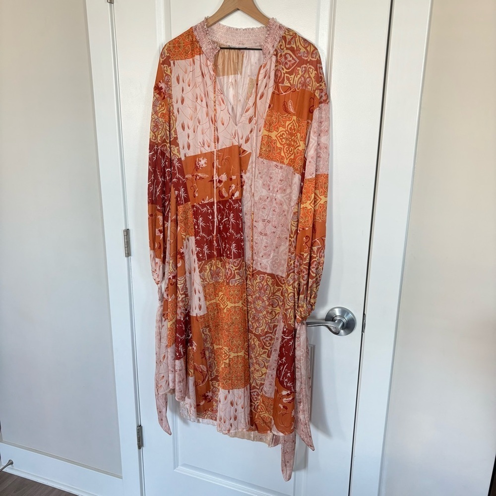 Zara Patchwork Boho Oversized Flowy Long Sleeve M… - image 1